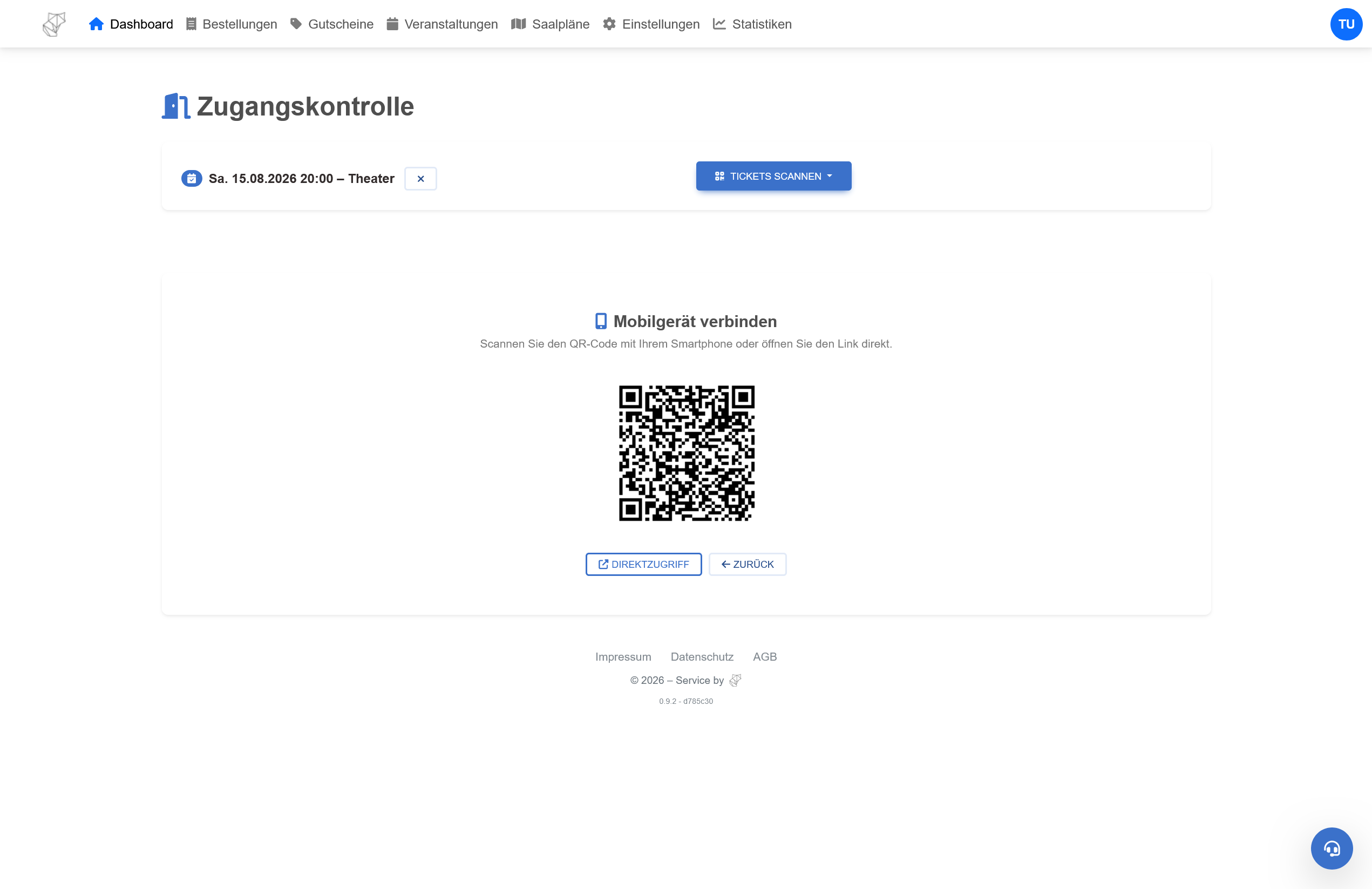 Ticketfox Zugangskontrolle – Mobilgerät verbinden