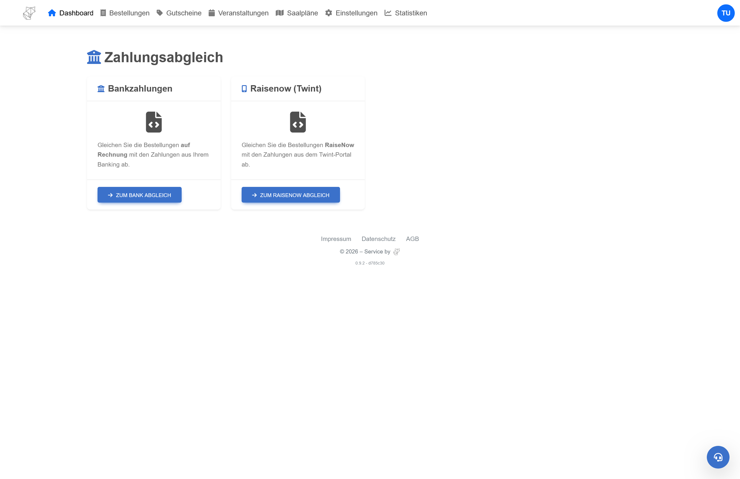 Ticketfox Zahlungsabgleich – Übersicht Bank & Twint
