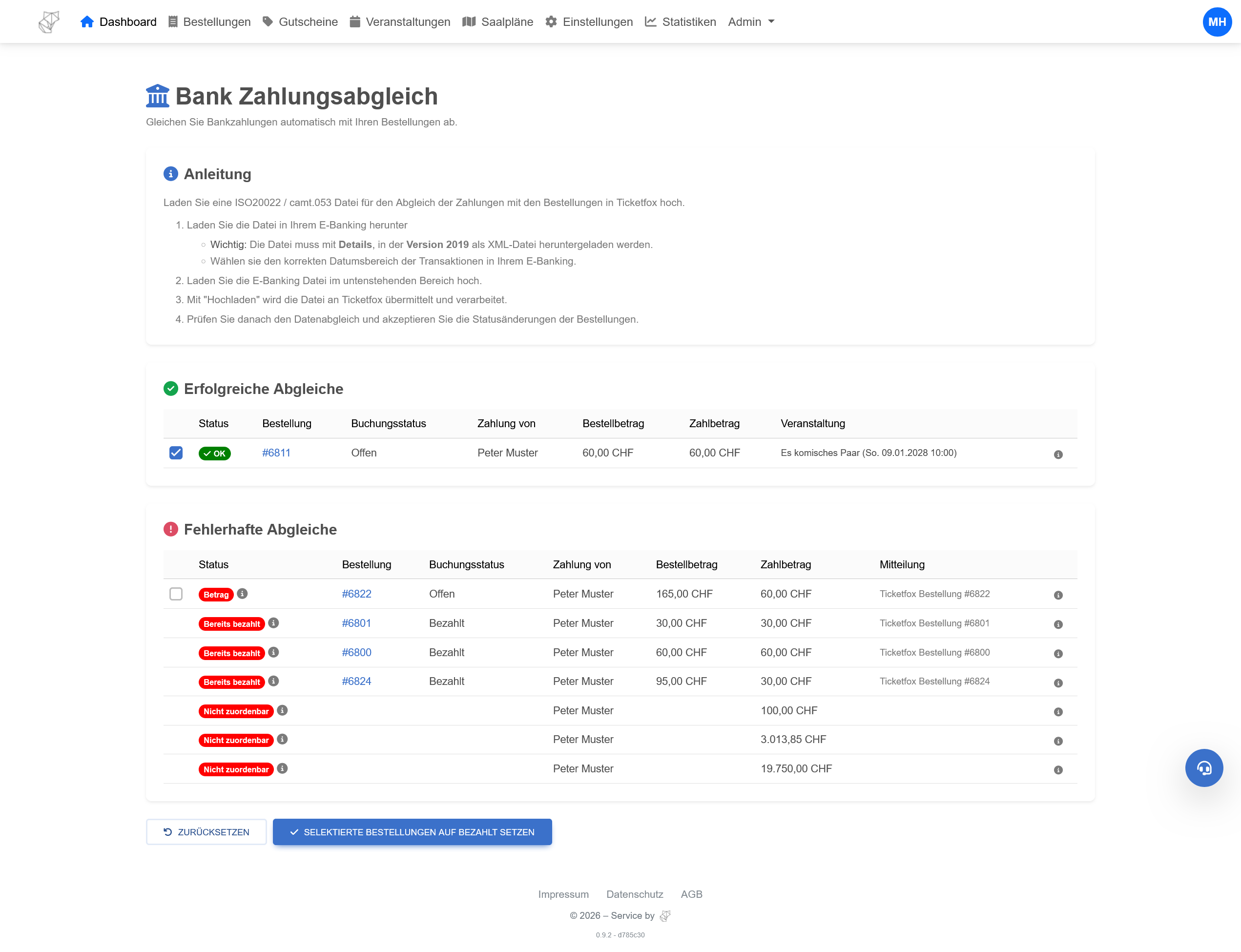 Ticketfox Bank-Zahlungsabgleich im Detail