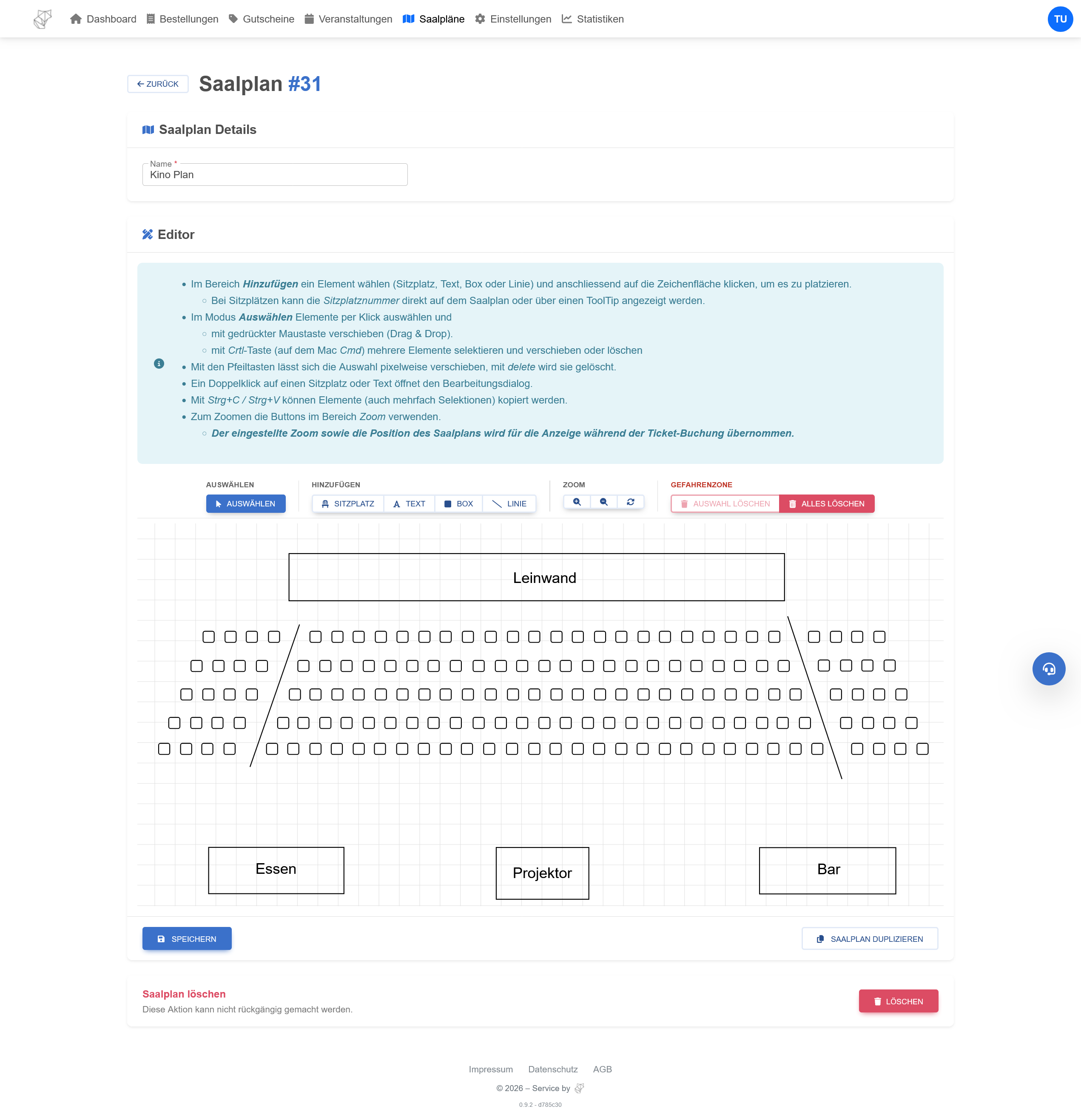 Ticketfox Saalplan-Editor
