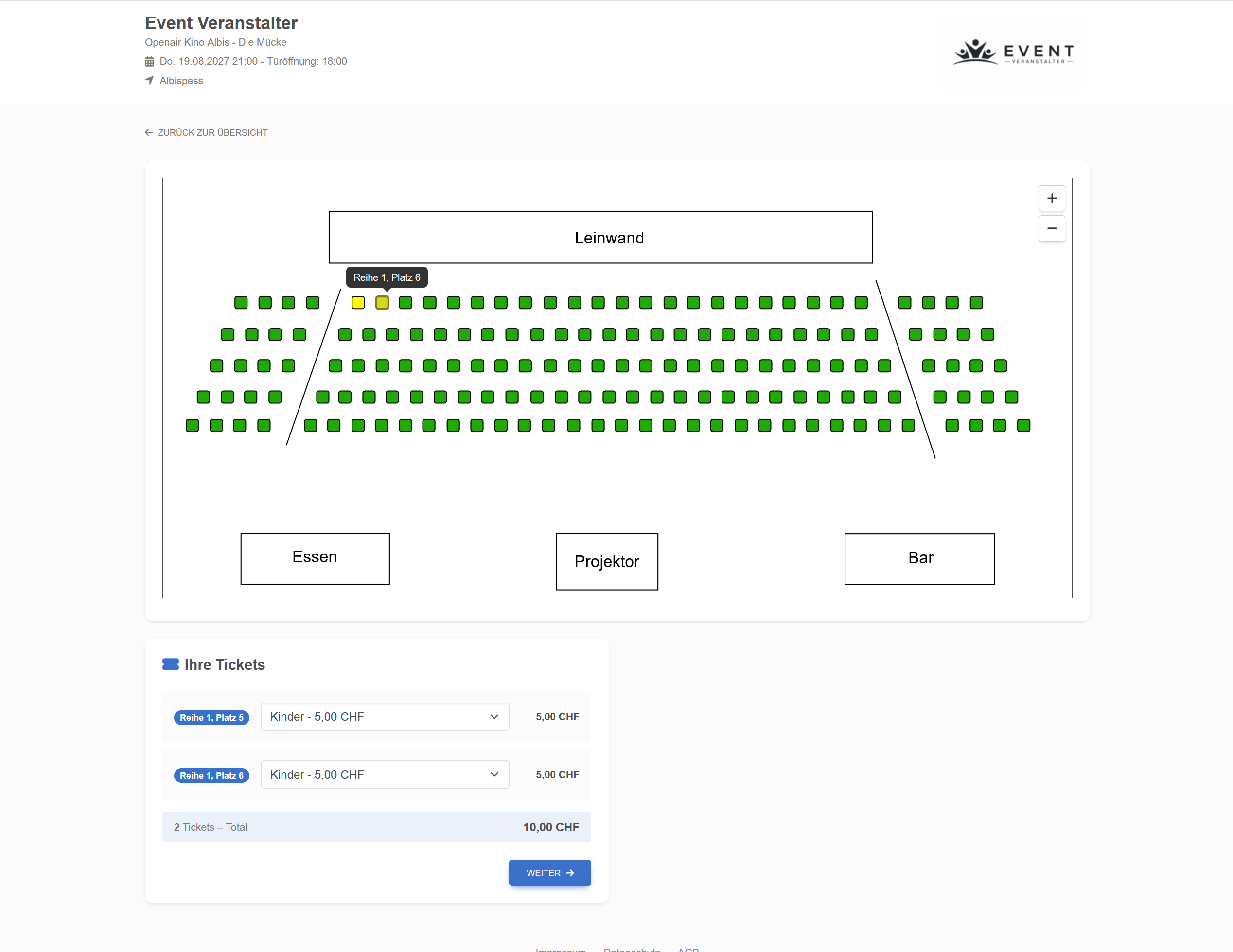 Ticketfox Saalplan – Platzwahl