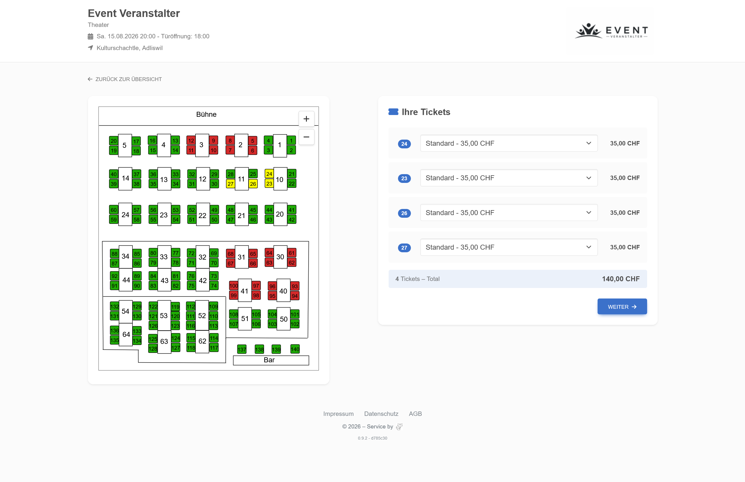 Ticketfox Saalplan – interaktive Platzwahl